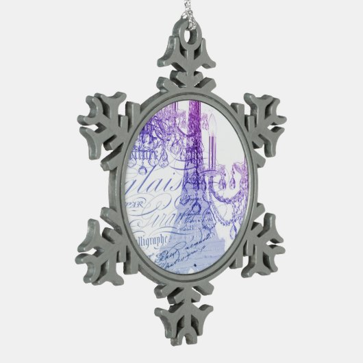 Skripte lila Kronleuchter Paris eiffel Turm Schneeflocken Zinn-Ornament (Links)