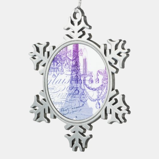 Skripte lila Kronleuchter Paris eiffel Turm Schneeflocken Zinn-Ornament (Rechts)