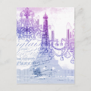 Skripte violetter Kronleuchter Paris Eiffelturm Postkarte