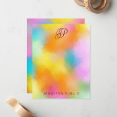 Skriptfarbige Abstrakte Handschrift Mit Monogramm Mitteilungskarte (Vorderseite/Rückseite Beispiel)