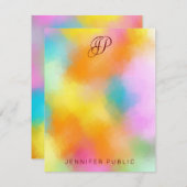 Skriptfarbige Abstrakte Handschrift Mit Monogramm Mitteilungskarte (Vorne/Hinten)