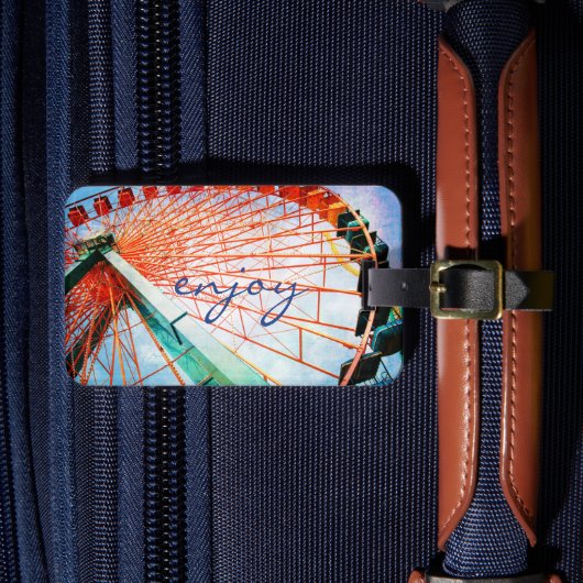 Skriptfarbiges Foto des Riesenrads im Karneval Gepäckanhänger (Vorderseite Insitu 4)