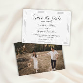 Skriptformale Schwarz-Weiß-Foto-Hochzeit Save The Date