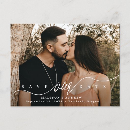 SkriptFoto Save the Date geblüht Ankündigungspostkarte (Vorderseite)