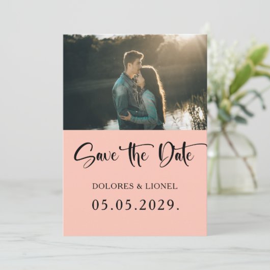 SkriptFoto Save the Date Minimalistisch Einladung (Stehend Vorderseite)