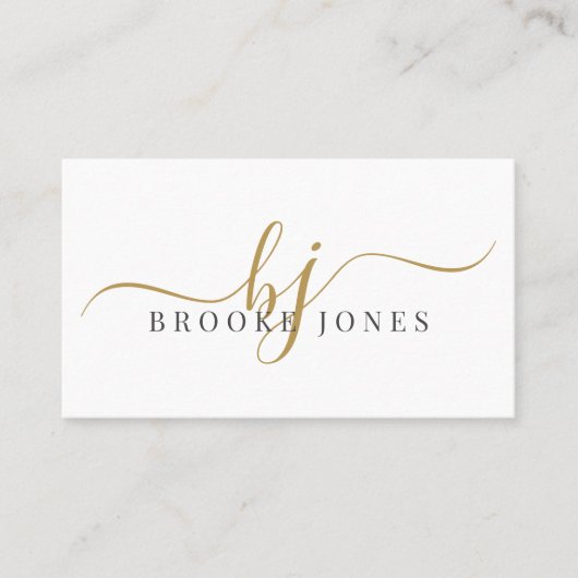 Skriptgoldmonogramm-Initialen Name-Aufrufkarte Visitenkarte (Vorderseite)