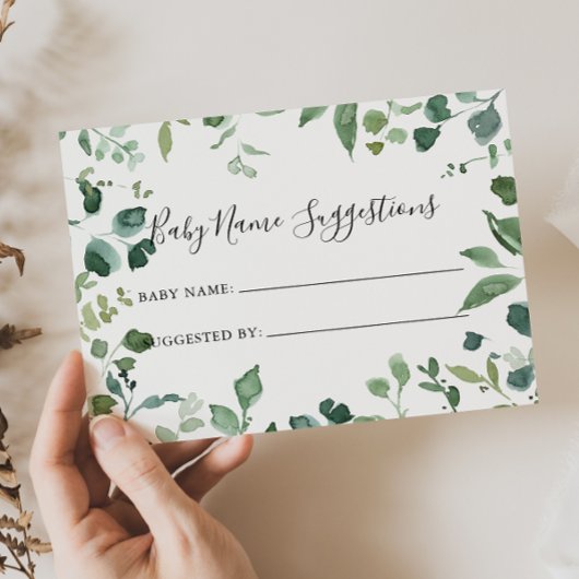 Skriptgrüne Foliage Baby Name Suggestions Card