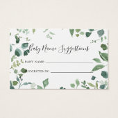 Skriptgrüne Foliage Baby Name Suggestions Card (Vorderseite)