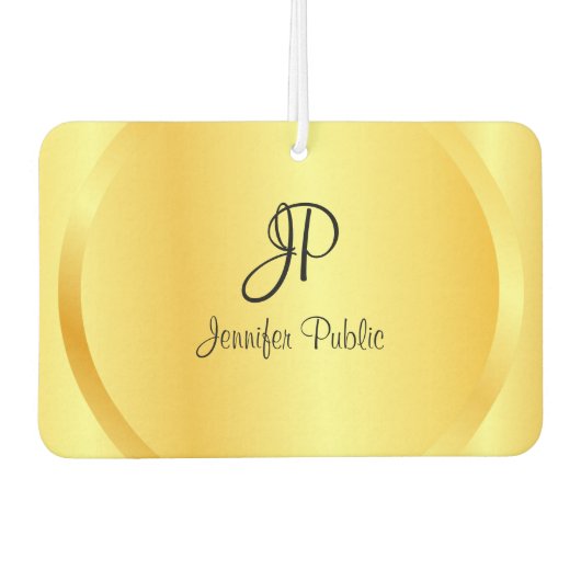 Skripthandgeschriebene Monogram-Imitate - Goldvorl Autolufterfrischer (Vorderseite)