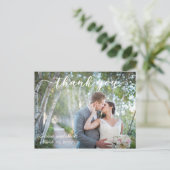 Skripthandgeschriebenes Foto Hochzeit Dankeschön K Postkarte (Stehend Vorderseite)