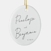 Skripthandschrift Schwarz-weißes Hochzeitsszenario Keramik Ornament (Rechts)