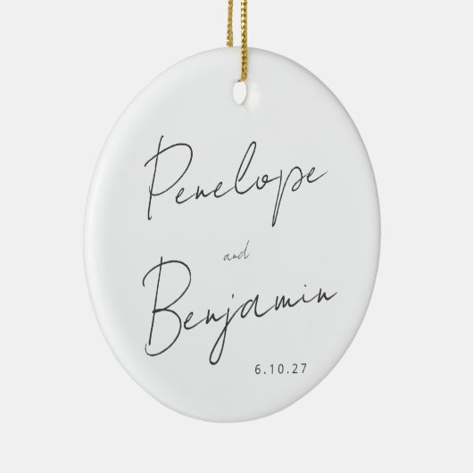 Skripthandschrift Schwarz-weißes Hochzeitsszenario Keramik Ornament (Rechts)