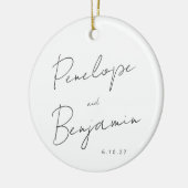 Skripthandschrift Schwarz-weißes Hochzeitsszenario Keramik Ornament (Links)