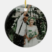 Skripthandschrift Schwarz-weißes Hochzeitsszenario Keramik Ornament (Hinten)