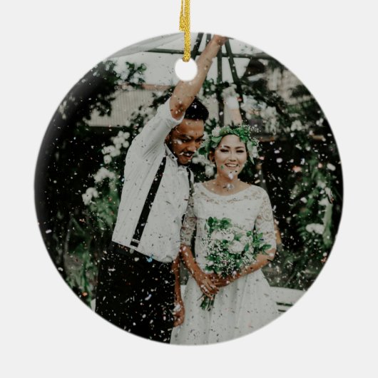 Skripthandschrift Schwarz-weißes Hochzeitsszenario Keramik Ornament (Hinten)