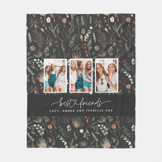 Skriptherz niedlich moderne Multi-Foto beste Freun Fleecedecke (Vorderseite)