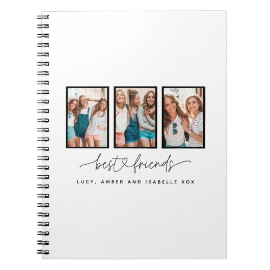 Skriptherz niedlich moderne Multi-Foto beste Freun Notizblock (Vorderseite)