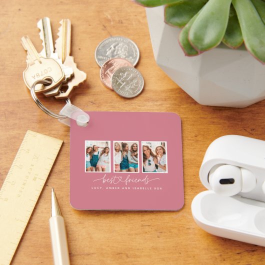 Skriptherz niedlich moderne Multi-Foto beste Freun Schlüsselanhänger (Schreibtisch)