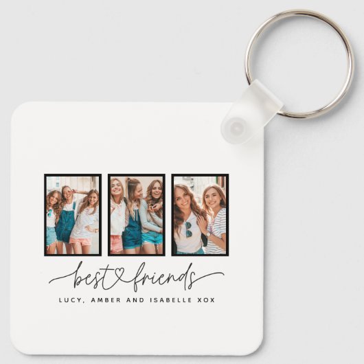 Skriptherz niedlich moderne Multi-Foto beste Freun Schlüsselanhänger (Rückseite)