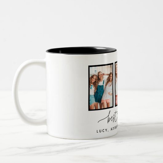 Skriptherz niedlich moderne Multi-Foto beste Freun Zweifarbige Tasse (Links)