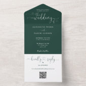 Skriptherzen Emerald Green QR Code Hochzeit All In One Einladung (Innen Boden)