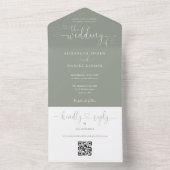 Skriptherzen Sage Green QR Code Hochzeit All In One Einladung (Innen Boden)