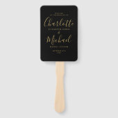 Skripthochzeitskalender für Schwarz und Gold Fächer (Vorderseite)