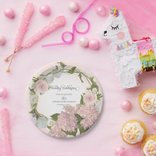 Skripthübscher HydrangeablumenWreath handgemalt Pappteller (Party)