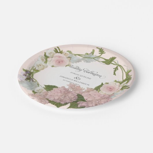 Skripthübscher HydrangeablumenWreath handgemalt Pappteller (Schrägansicht)