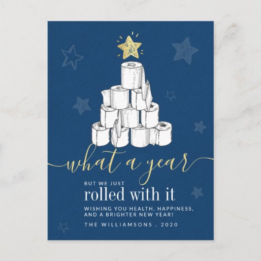 Skriptjahr 2020 Weihnachtsbaumtoilettenpapier Feiertagspostkarte (Vorderseite)