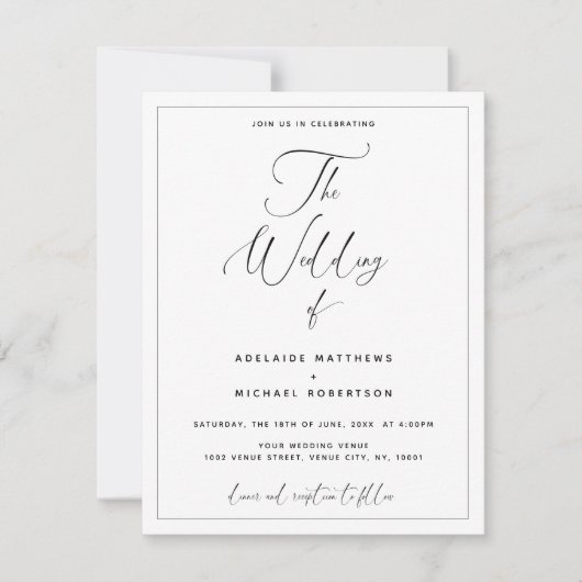 Skriptkalligrafie in einer Hochzeitseinladung (Vorderseite)