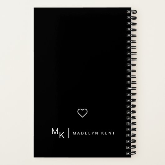 Skriptkalligrafie Personalisiert Schwarz/Weiß Notizblock (Rückseite)