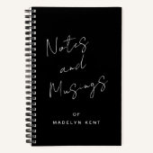 Skriptkalligrafie Personalisiert Schwarz/Weiß Notizblock (Vorderseite)