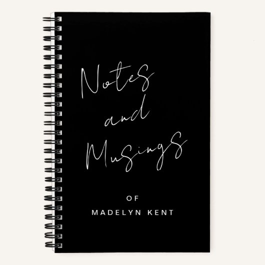 Skriptkalligrafie Personalisiert Schwarz/Weiß Notizblock (Vorderseite)