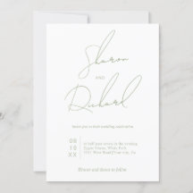 Skriptkalligrafie sage grüne minimalistische Hochz