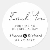 Skriptkalligraphie Danke Hochzeit Runder Aufkleber (Vorderseite)