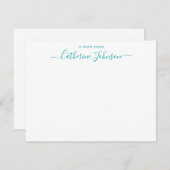 Skriptkalligraphie Ein Hinweis aus Aquamarinem Aqu Mitteilungskarte (Vorne/Hinten)