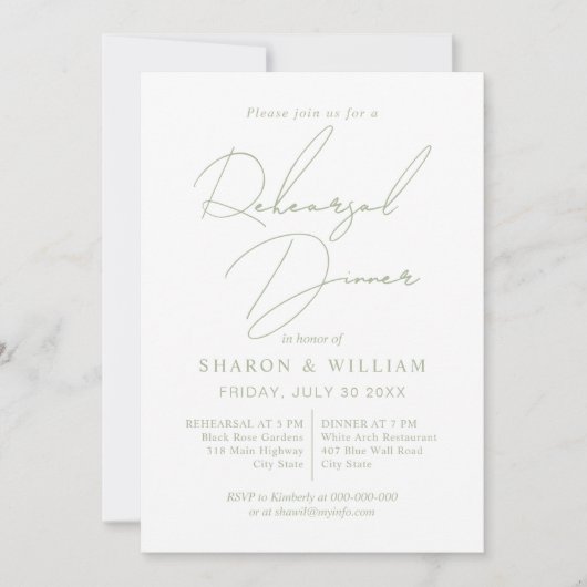 Skriptkalligraphie: grün Probe Einladung (Vorderseite)