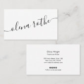 Skriptkalligraphie, weißer, moderner Beruflicher B Visitenkarte (Vorne/Hinten)