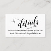 Skriptkarte Save the Date und Hochzeitsdetails Visitenkarte (Rückseite)