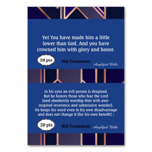 Skriptkarten für Spiel Tischnummer (Rückseite)