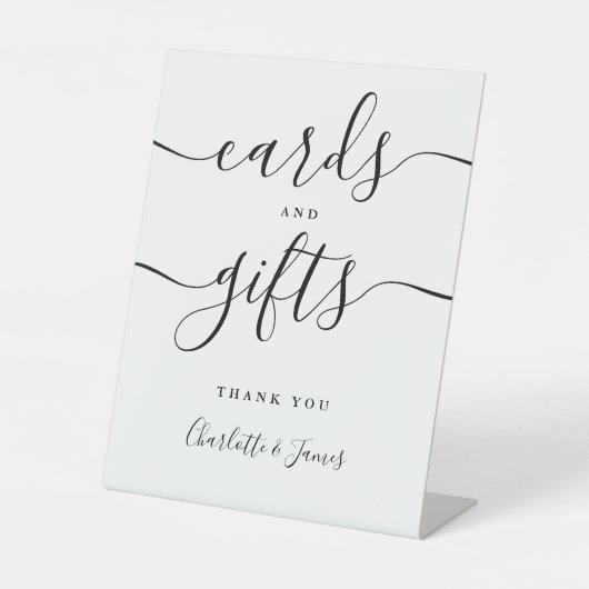 Skriptkarten und Geschenke mit schwarzer und weiße Sockelschild (Vorderseite)