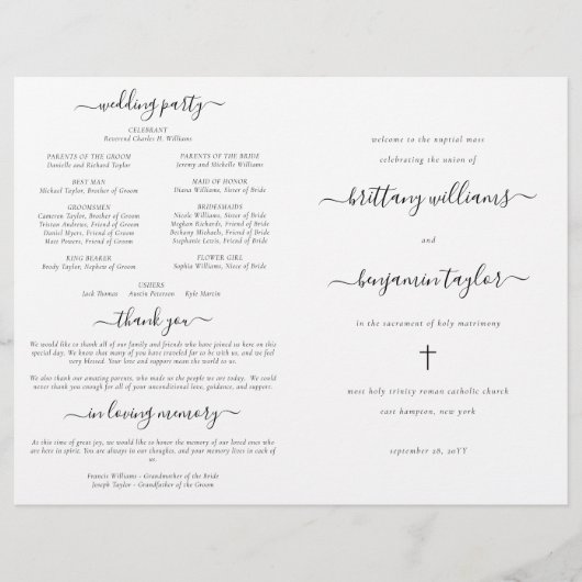 Skriptkatholische Hochzeit mit Massenprogramm (Vorderseite)