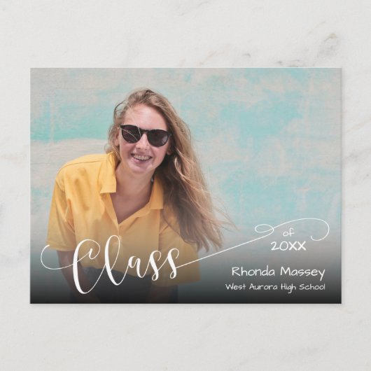 Skriptklasse Foto Abschluss Save the Date Postkarte (Vorderseite)