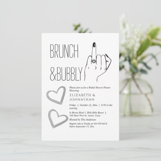 Skriptminimaler Brunch und bubbly Einladung (Stehend Vorderseite)