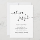 Skriptminimalistische Foto Hochzeit + QR-Code Deta Einladung (Vorderseite)