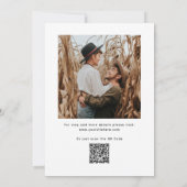 Skriptminimalistische Foto Hochzeit + QR-Code Deta Einladung (Rückseite)