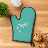Skriptmonogramm aquamarin ofenhandschuh (Oben unten)