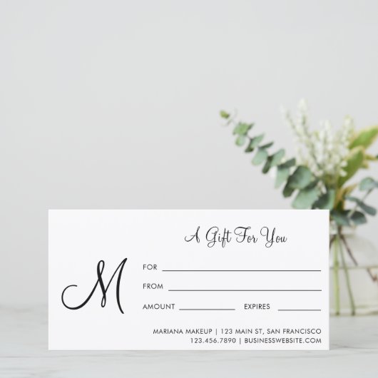 Skriptmonogramm-Geschenkgutachten (Stehend Vorderseite)