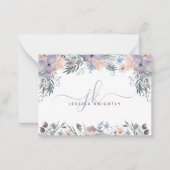 Skriptmonogramm-Initialen Lila florale Wildblumen Mitteilungskarte (Vorderseite)